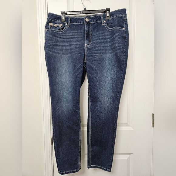 New Directions Jeans Women's 18WR (38x27.5) Blue Mid-Rise Ankle Skinny GUC - Picture 2 of 10